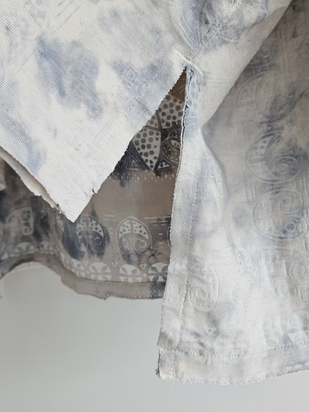 We The Free Tie-Dye Lightweight Long Sleeve Top in Blue and Cream Boho Oversized - Picture 5 of 7